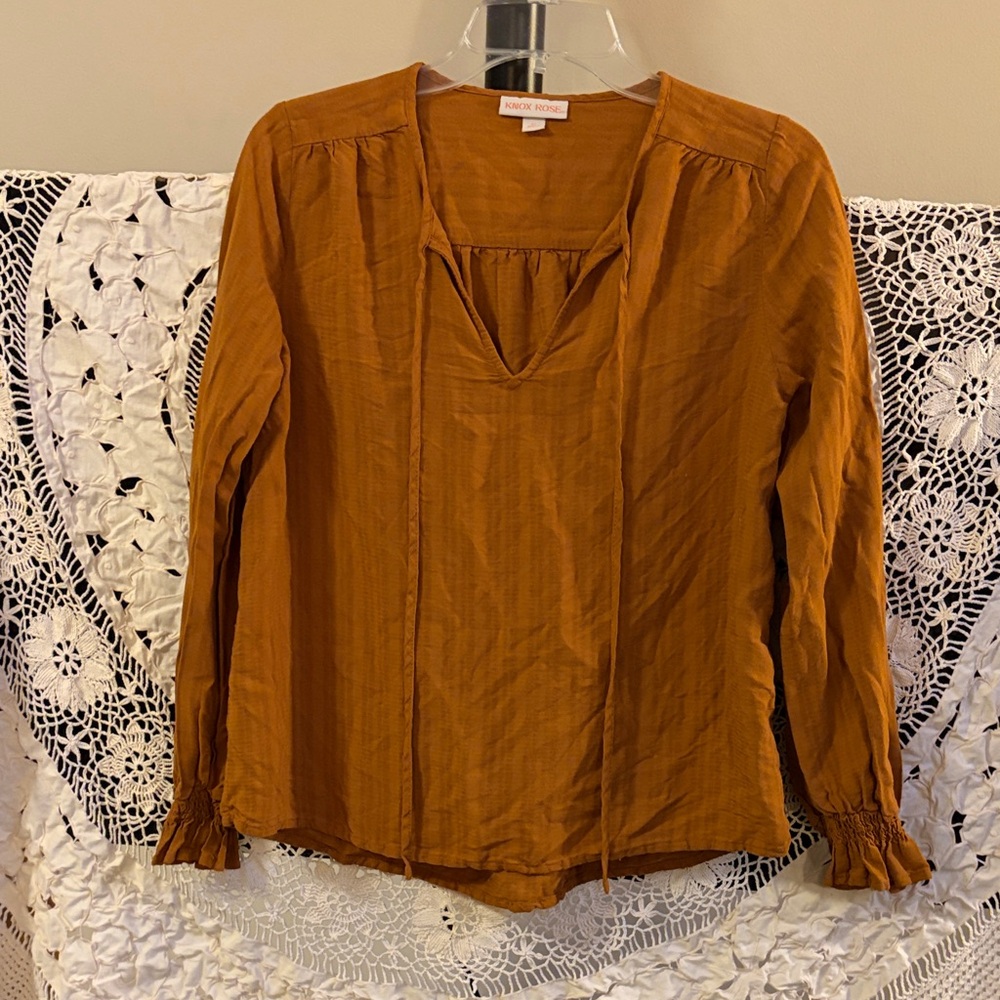 Knox Rose Women's Burnt Orange Long Sleeve Top size XS